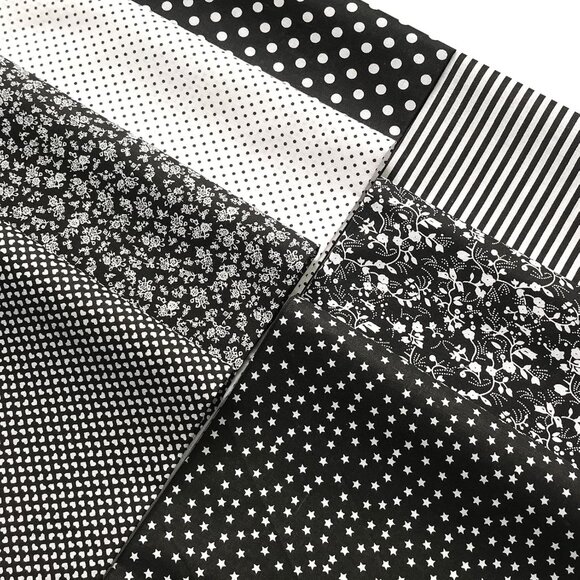 7pcs Black Cotton Fabric Fat Quarter Bundle Sheets for Sewing Craft & Scrapbooki - Picture 2 of 8